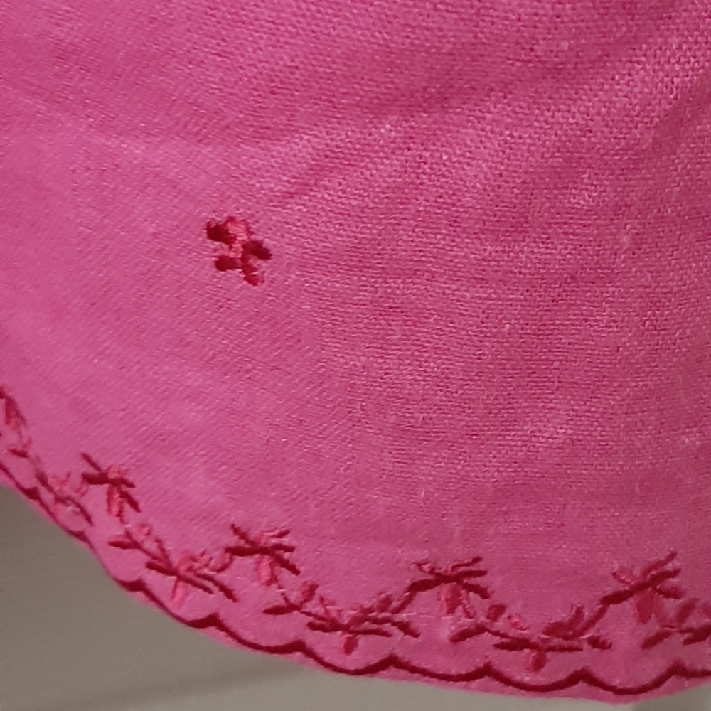 NWT DENIM & CO Pink Embroidered Blouse LINEN / Rayon - Picture 6 of 7